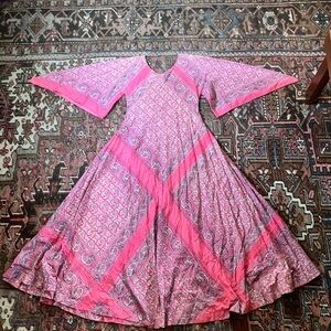 1970s True Vintage Pink Paisley Maxi Dress